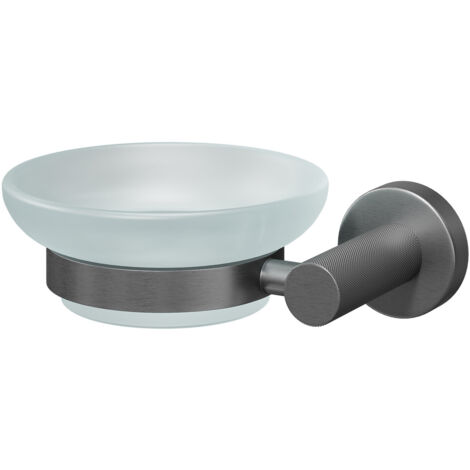 Colore Gunmetal Grey and Frosted Glass Industrial Style Wall Mounted Soap Dish
