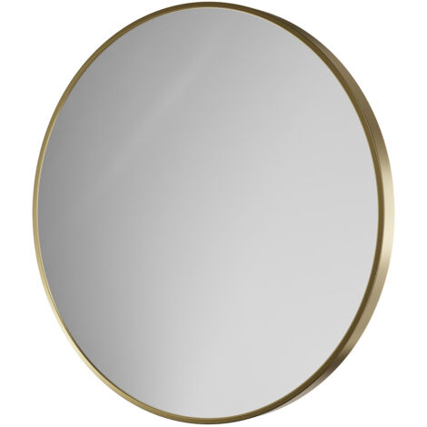 Colore Laurel Brushed Brass Aluminium Framed 600mm Round Mirror