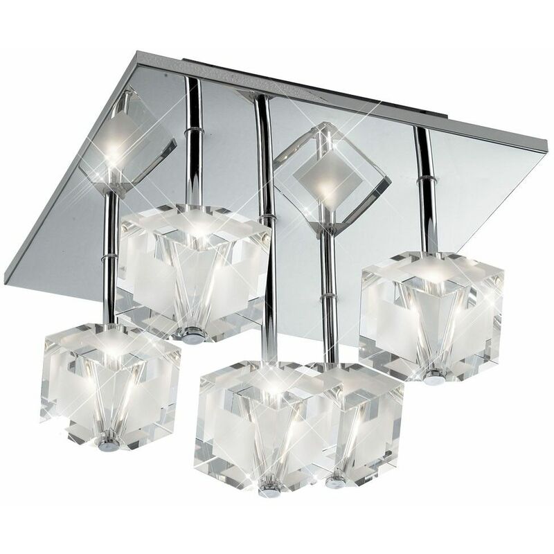 Image of Plafoniera illuminazione a soffitto lampada luce led cambia colore vetro cristallo cromato Esto 749030-5