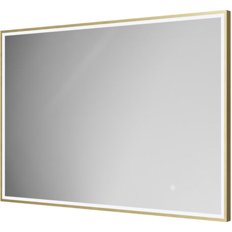 Colore Madison Brushed Brass 1000mm x 700mm Illuminated Dimmable LED Mirror with Demister and Touch Sensor