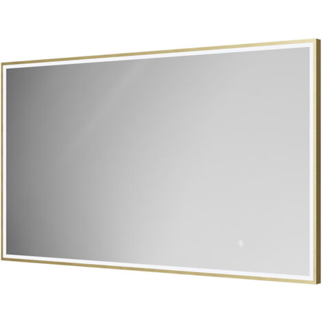 Colore Madison Brushed Brass 1200mm x 700mm Illuminated Dimmable LED Mirror with Demister and Touch Sensor