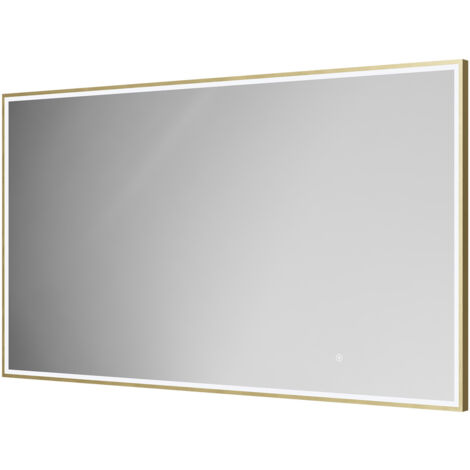 Colore Madison Brushed Brass 1400mm x 800mm Illuminated Dimmable LED Mirror with Demister and Touch Sensor