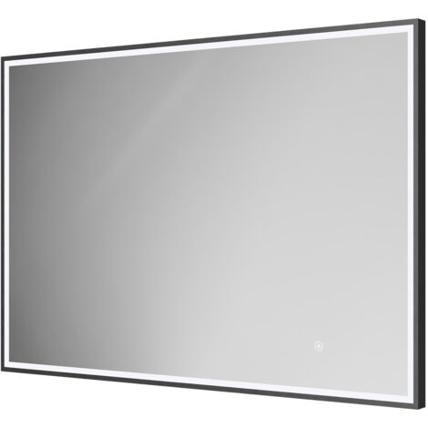 Colore Madison Matt Black 1000mm x 700mm Illuminated Dimmable LED Mirror with Demister and Touch Sensor