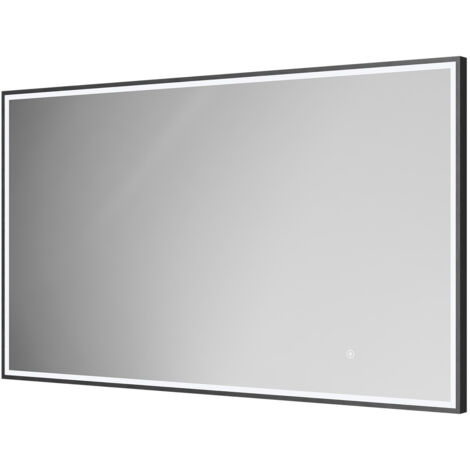Colore Madison Matt Black 1200mm x 700mm Illuminated Dimmable LED Mirror with Demister and Touch Sensor