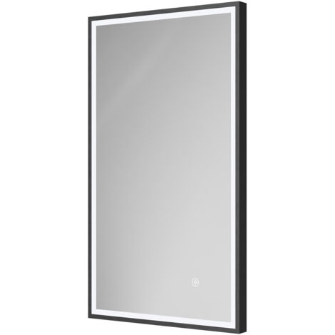 Colore Madison Matt Black 400mm x 700mm Illuminated Dimmable LED Mirror with Demister and Touch Sensor