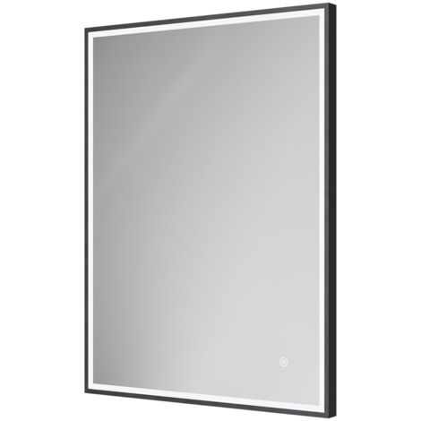 Colore Madison Matt Black 600mm x 800mm Illuminated Dimmable LED Mirror with Demister and Touch Sensor