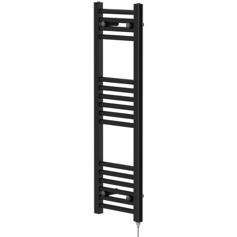 Colore Matt Black 1000mm x 300mm Straight Electric Heated Towel Rail