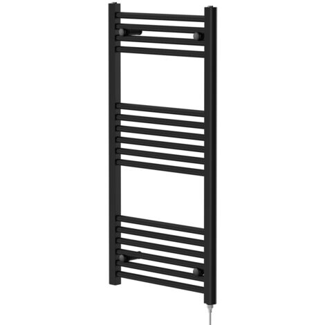 Colore Matt Black 1000mm x 500mm Straight Electric Heated Towel Rail