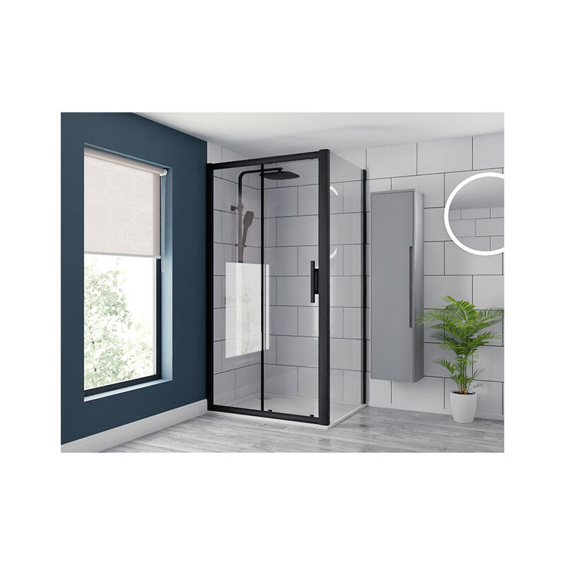 Matt Black 1200mm x 900mm Sliding Door Shower Enclosure - Colore