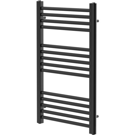 Colore Matt Black 800mm x 500mm Straight Heated Towel Rail