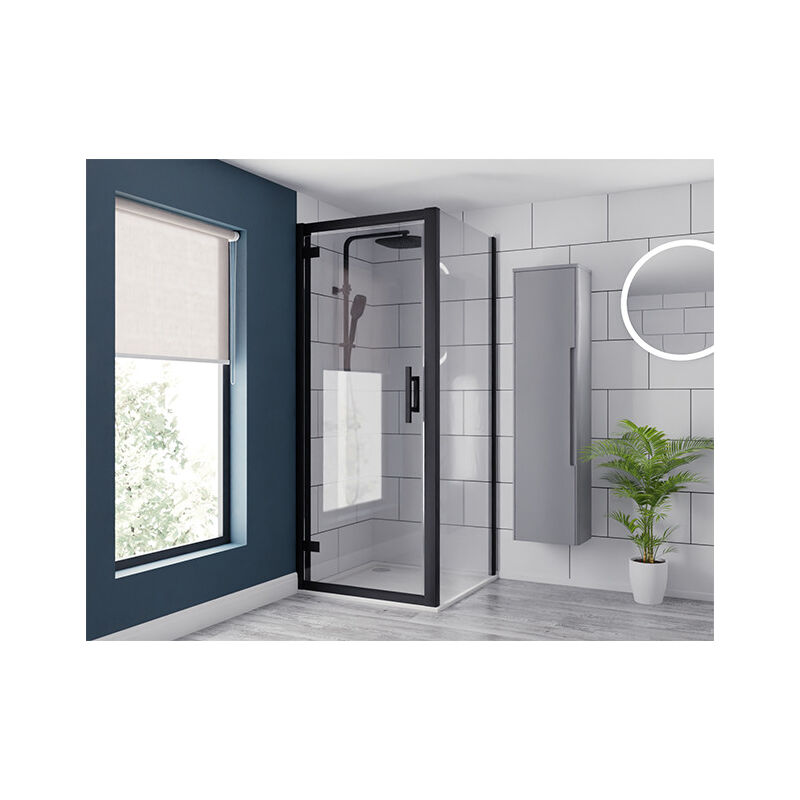 Colore Matt Black 800mm x 800mm Hinged Door Shower Enclosure