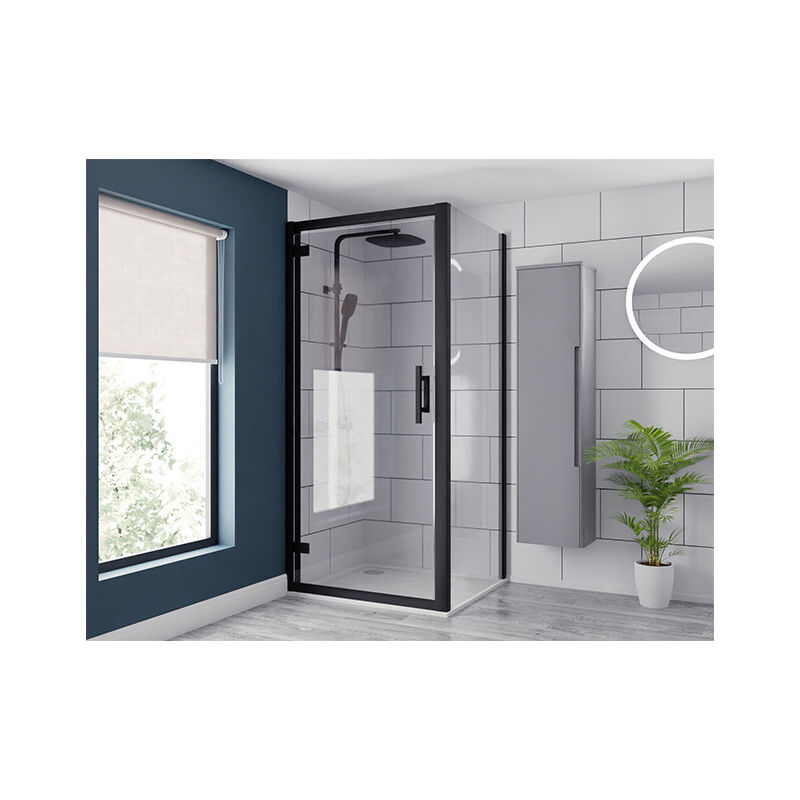 Matt Black 900mm x 800mm Hinged Door Shower Enclosure - Colore