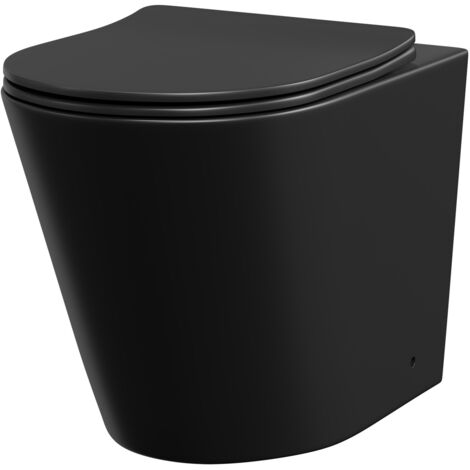 Colore Matt Black Back to Wall Toilet Pan with Soft Close Toilet Seat