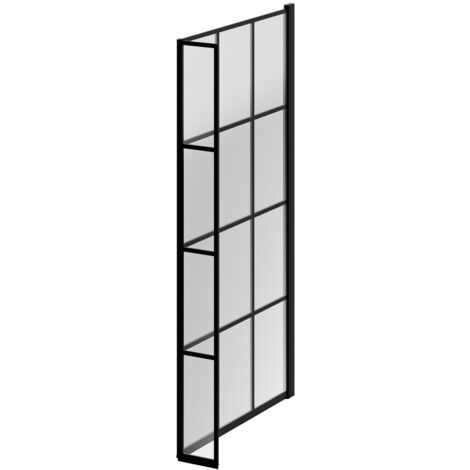 Colore Matt Black Framed Design 808mm Hinged L Shaped Bath Shower Screen