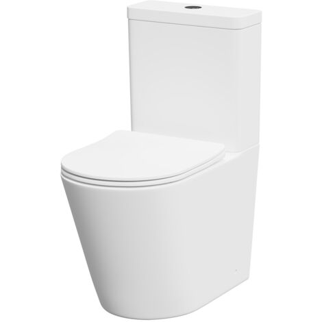 Colore Matt White Closed Coupled Toilet with Soft Close Toilet Seat