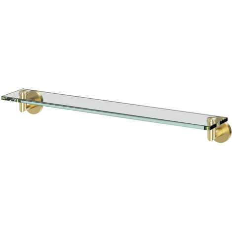 Colore Orbit Brushed Brass and Glass 600mm Wall Mounted Vanity Shelf