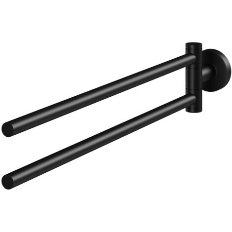 Colore Orbit Matt Black 400mm Wall Mounted Double Swivel Towel Rail