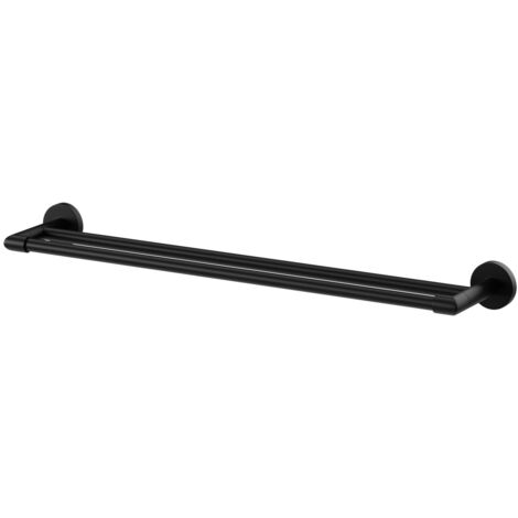Colore Orbit Matt Black 600mm Wall Mounted Double Towel Rail
