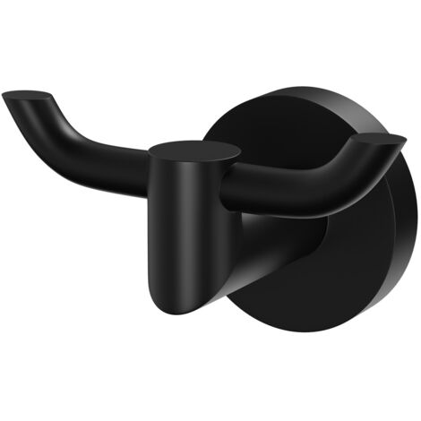 Colore Orbit Matt Black Wall Mounted Double Robe Hook