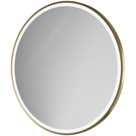 Colore Ozark Brushed Brass 1000mm Round Illuminated Dimmable LED Mirror with Demister and Touch Sensor