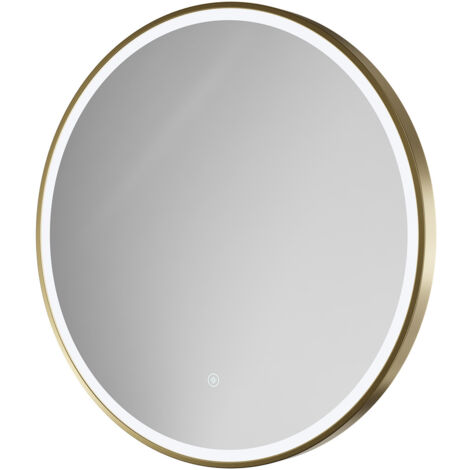 Colore Ozark Brushed Brass 600mm Round Illuminated Dimmable LED Mirror with Demister and Touch Sensor