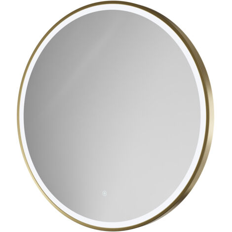 Colore Ozark Brushed Brass 800mm Round Illuminated Dimmable LED Mirror with Demister and Touch Sensor