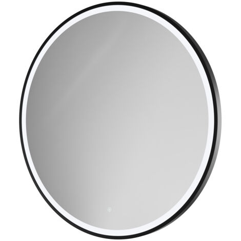 Colore Ozark Matt Black 1000mm Round Illuminated Dimmable LED Mirror with Demister and Touch Sensor