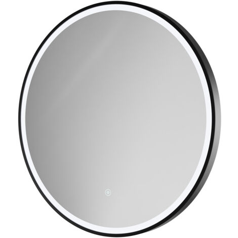 Colore Ozark Matt Black 600mm Round Illuminated Dimmable LED Mirror with Demister and Touch Sensor