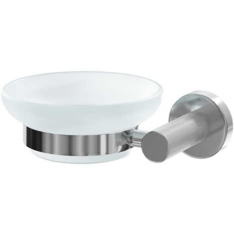 Colore Polished Chrome and Frosted Glass Industrial Style Wall Mounted Soap Dish