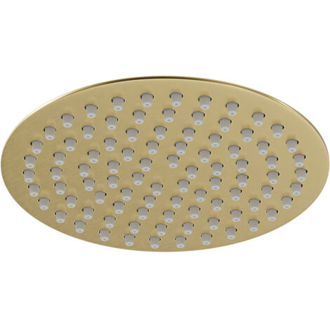 Colore Round Brushed Brass 200mm Thin Fixed Shower Head