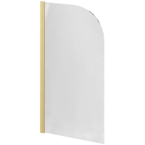 Colore Round Brushed Brass 770mm Single Section Bath Shower Screen