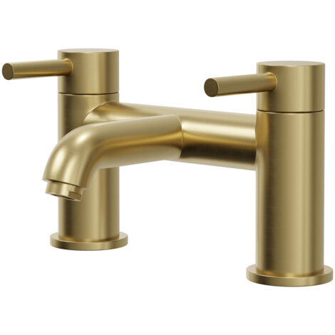 Colore Round Brushed Brass Bath Filler Tap