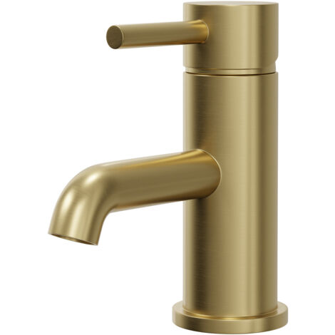 Colore Round Brushed Brass Mono Basin Mixer Tap