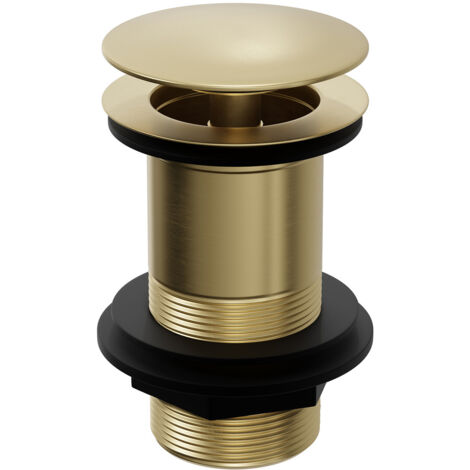 Colore Round Brushed Brass Moon Cap Unslotted Click Clack Basin Waste