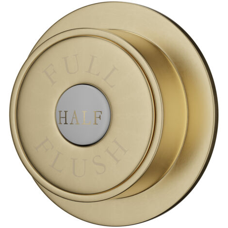 Colore Round Brushed Brass Traditional Dual Flush Push Button