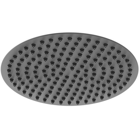 Colore Round Matt Black 300mm Thin Fixed Shower Head