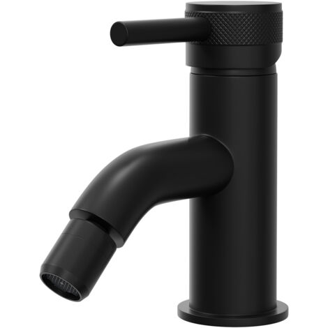 Colore Round Matt Black Bidet Mixer with Half Knurled Tap Head