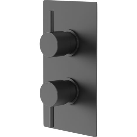 Colore Round Matt Black Concealed Twin Thermostatic Shower Valve - 1 Outlet