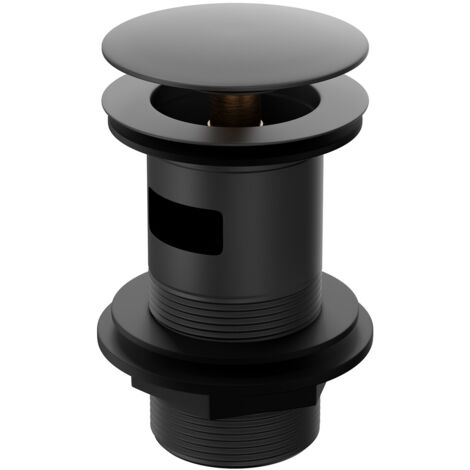 Colore Round Matt Black Moon Cap Slotted Click Clack Basin Waste