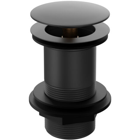 Colore Round Matt Black Moon Cap Unslotted Click Clack Basin Waste