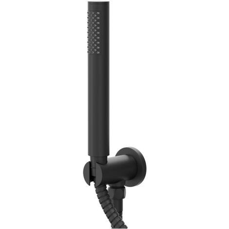 Colore Round Matt Black Shower Outlet Holder and Kit