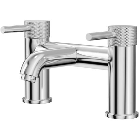 Colore Round Polished Chrome Bath Filler with Fully Knurled Tap Heads
