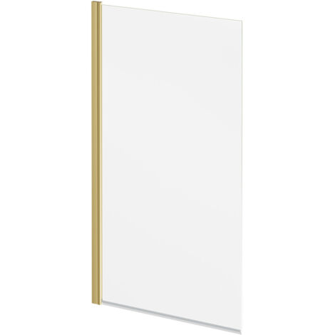 Colore Square Brushed Brass 785mm Single Section Bath Shower Screen