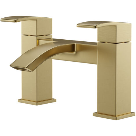 Colore Square Brushed Brass Bath Filler Tap
