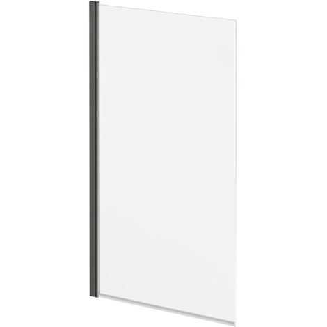 Colore Square Gunmetal Grey 770mm Single Section Bath Shower Screen