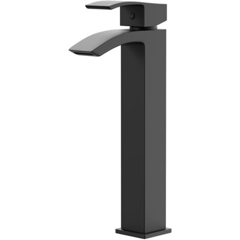 Colore Square Matt Black High Rise Basin Mixer Tap