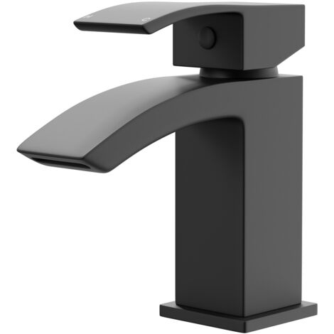 Colore Square Matt Black Mini Mono Basin Mixer Tap