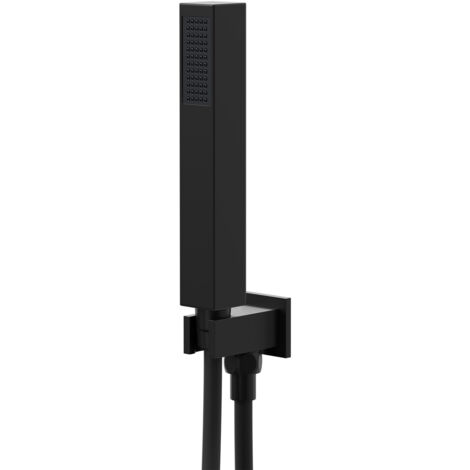 Colore Square Matt Black Shower Outlet Holder and Kit