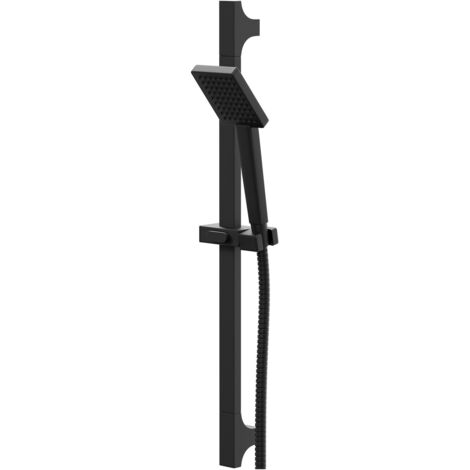 Colore Square Matt Black Square Shower Slide Rail Kit