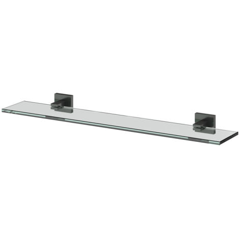 Colore Vector Gunmetal Grey and Glass 600mm Wall Mounted Vanity Shelf